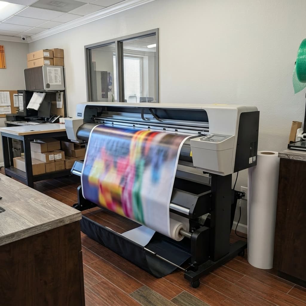 Wide-format printer producing a full-color banner